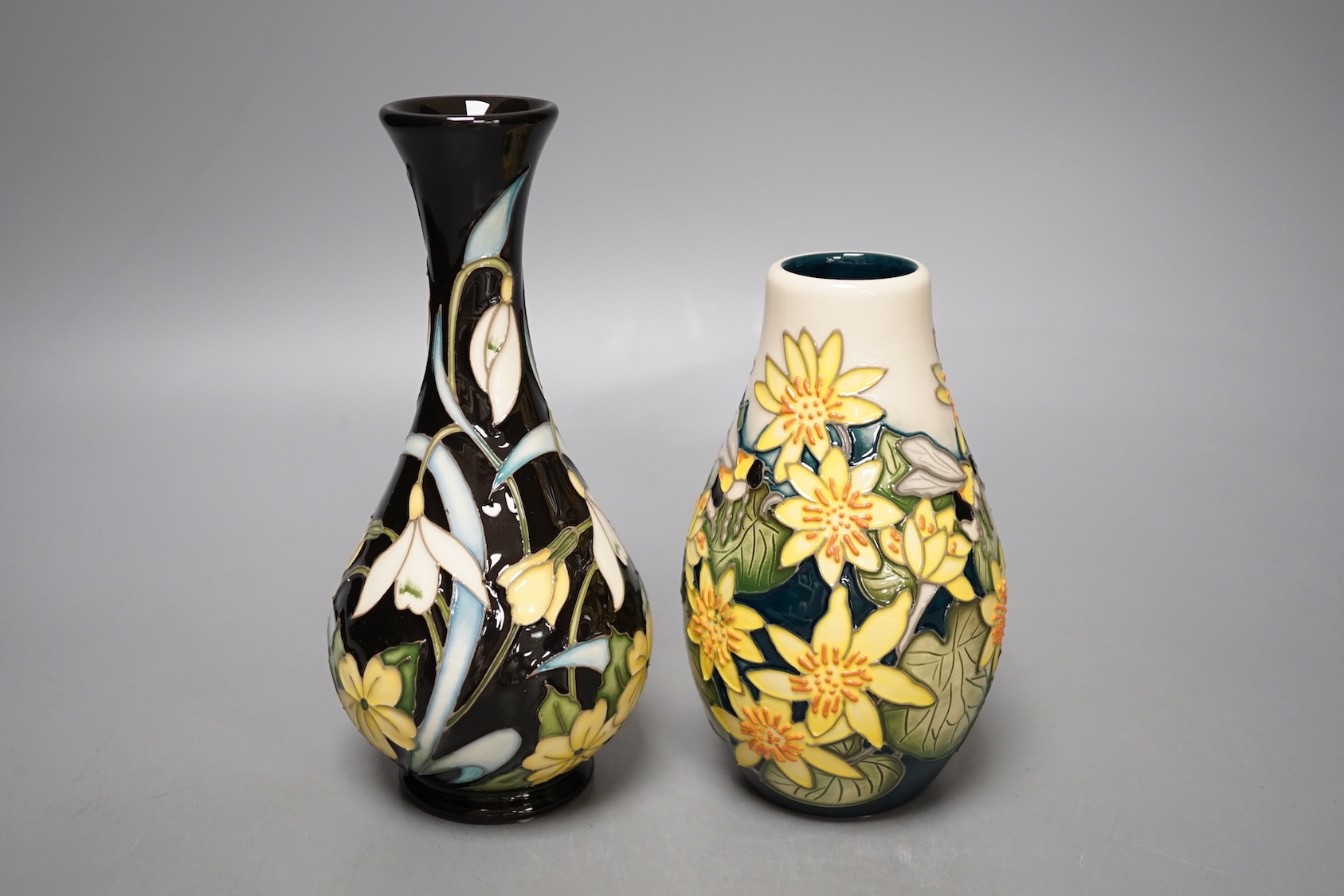 A Moorcroft 'Primrose Warburg' by Nicola Stanley, 2019, no.40, boxed, together with 'lakeland lights', limited edition 28/30, 2012 by Kerry Goodwin., Allentown 17 cms high